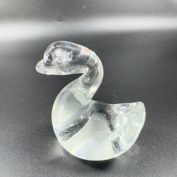 Vintage 1980s Clear Glass Duck Bird Figurine Whimsical Decor Glassware Figure - Picture 8 of 11